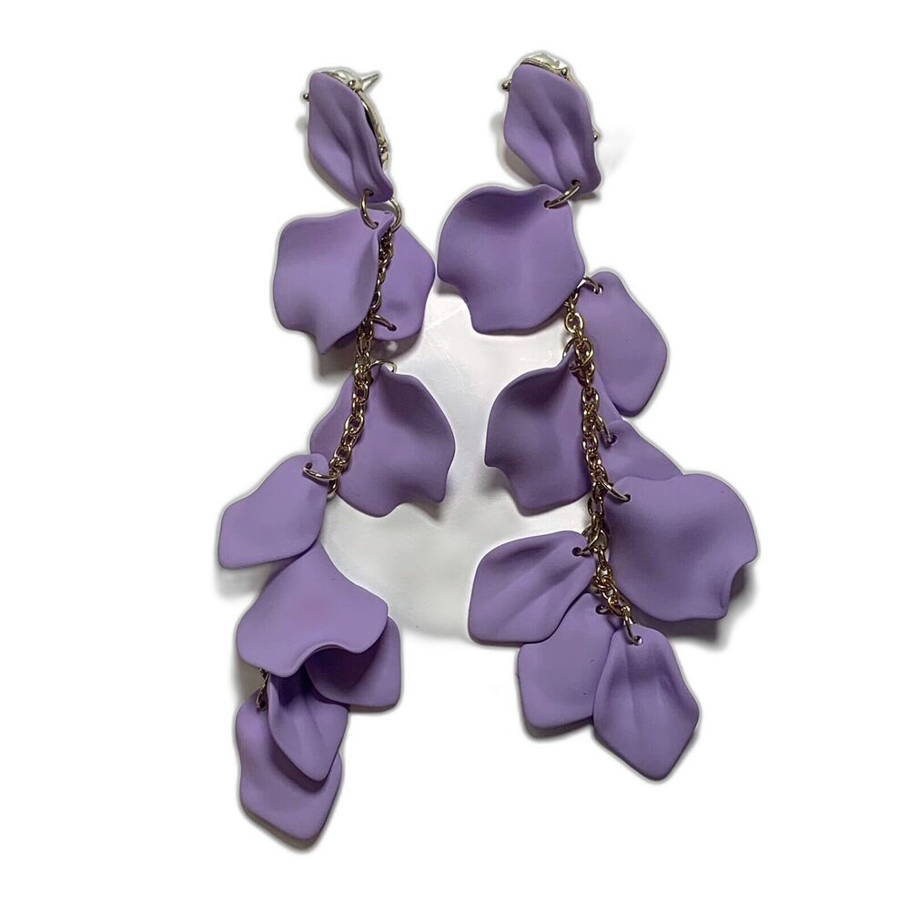Smallove Acrylic Petal Drop Dangle Earring - Purple, 4.5”